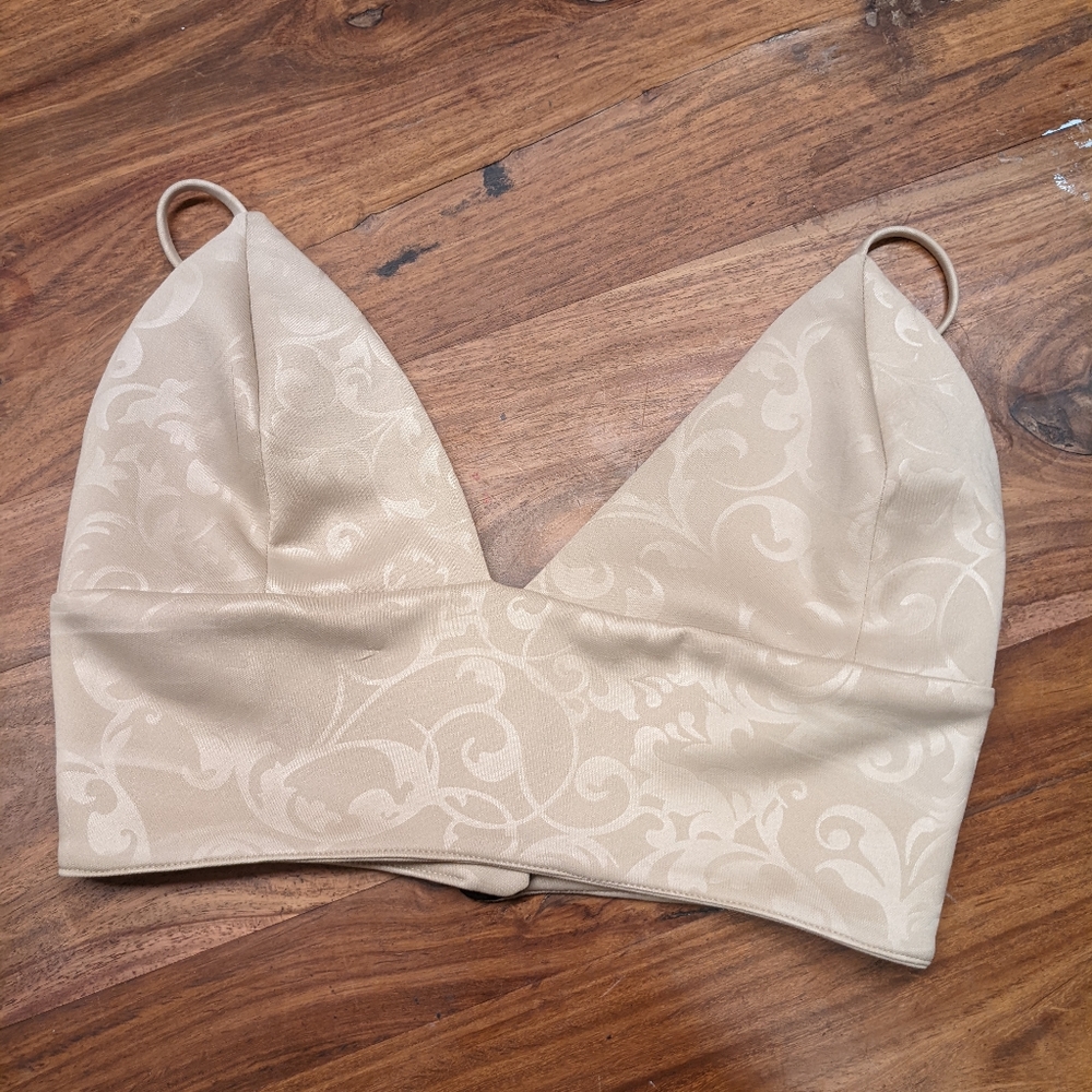 Gold and beige ornate crop top